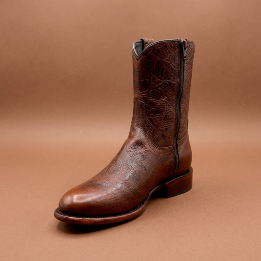 8032 - RockinLeather Men's Brown Zip Up Cowhide Western Boots