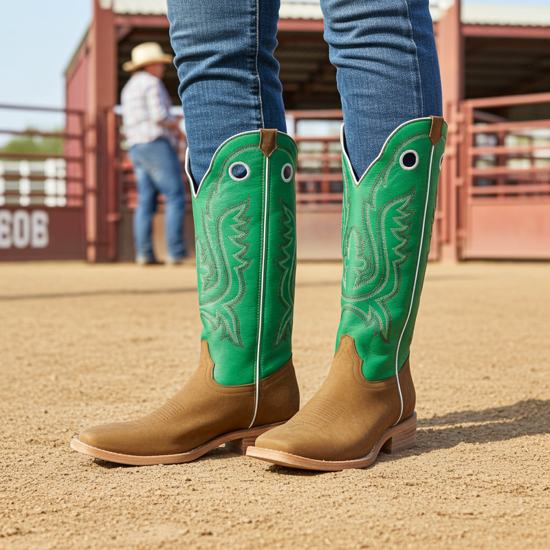 Load image into Gallery viewer, 1107 - RockinLeather Men&#39;s Buckaroo Green Shaft Western Boot
