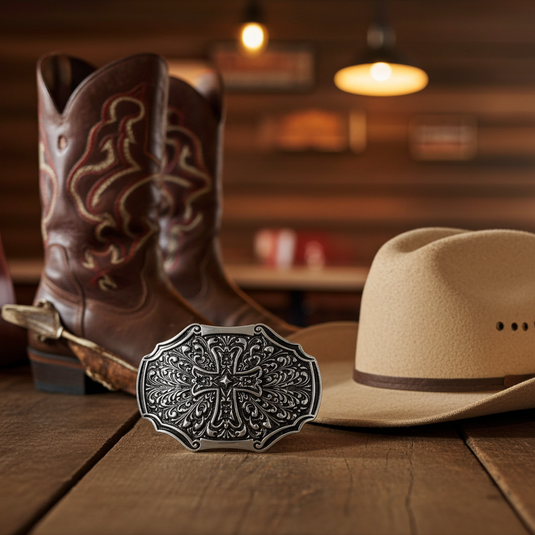 RLB506 - RockinLeather Silver Cross Belt Buckle