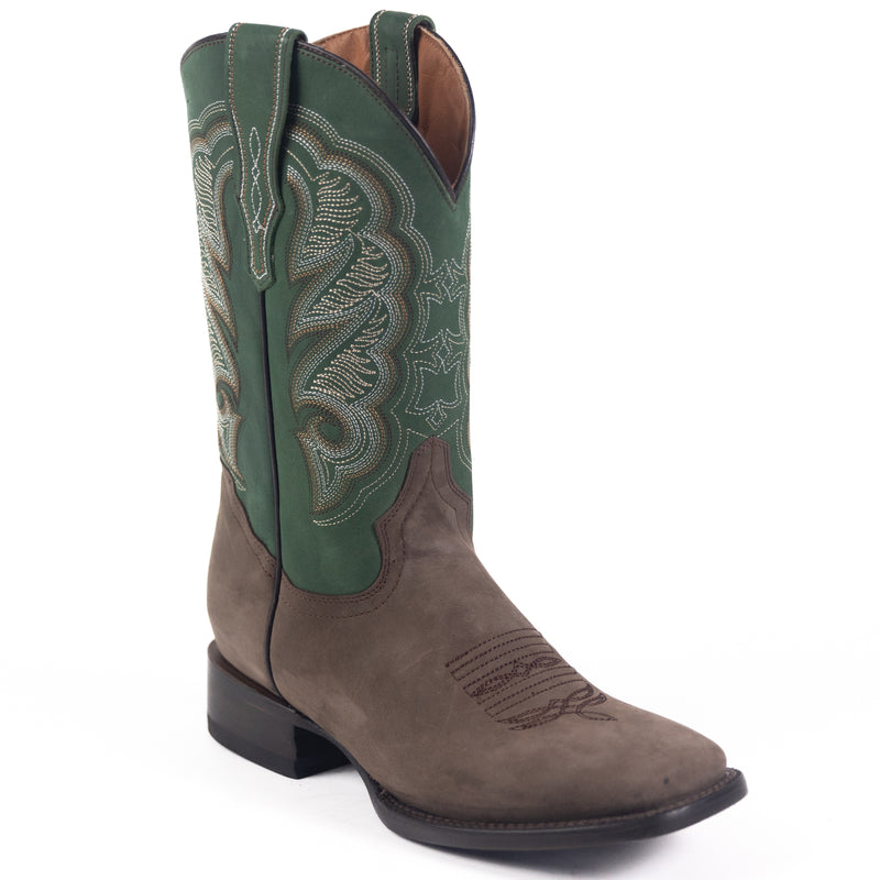 Load image into Gallery viewer, 1807 - RockinLeather Men&#39;s Crazy Choco Cowhide Western Boot w/Green Upper
