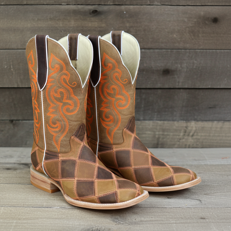 Load image into Gallery viewer, 1206 - RockinLeather Men&#39;s Orange Stitch Patchwork Western Boot
