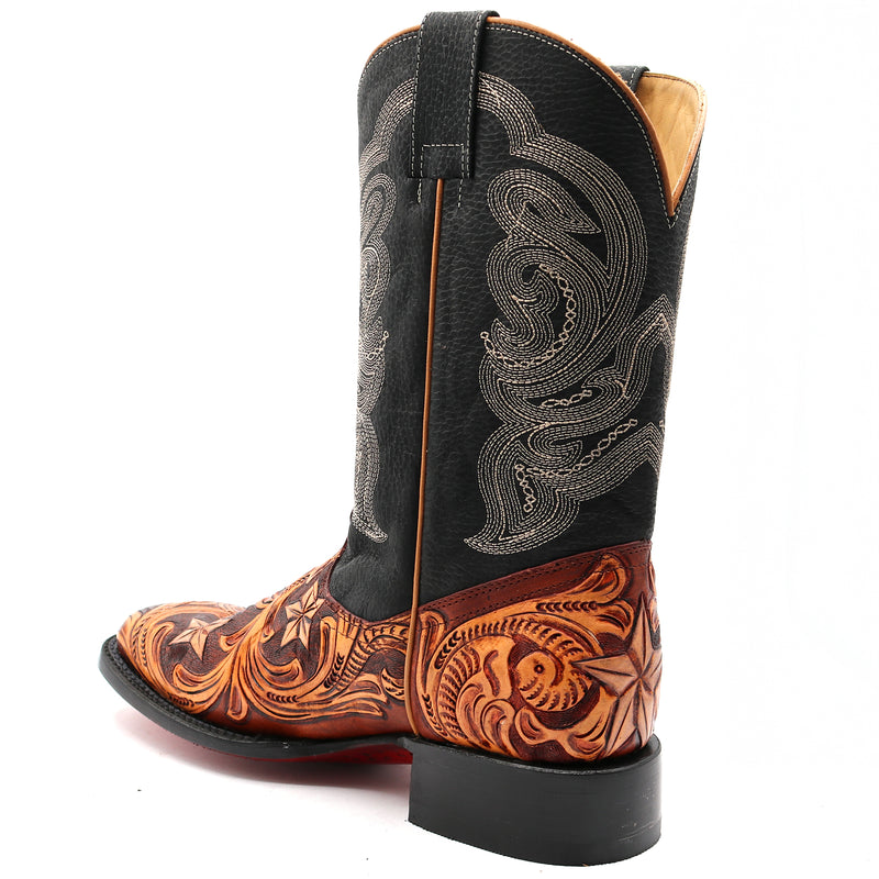 Load image into Gallery viewer, 1815 - RockinLeather Men&#39;s Hand Tooled Overlay Western Boot
