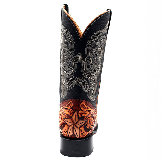 1815 - RockinLeather Men's Hand Tooled Overlay Western Boot