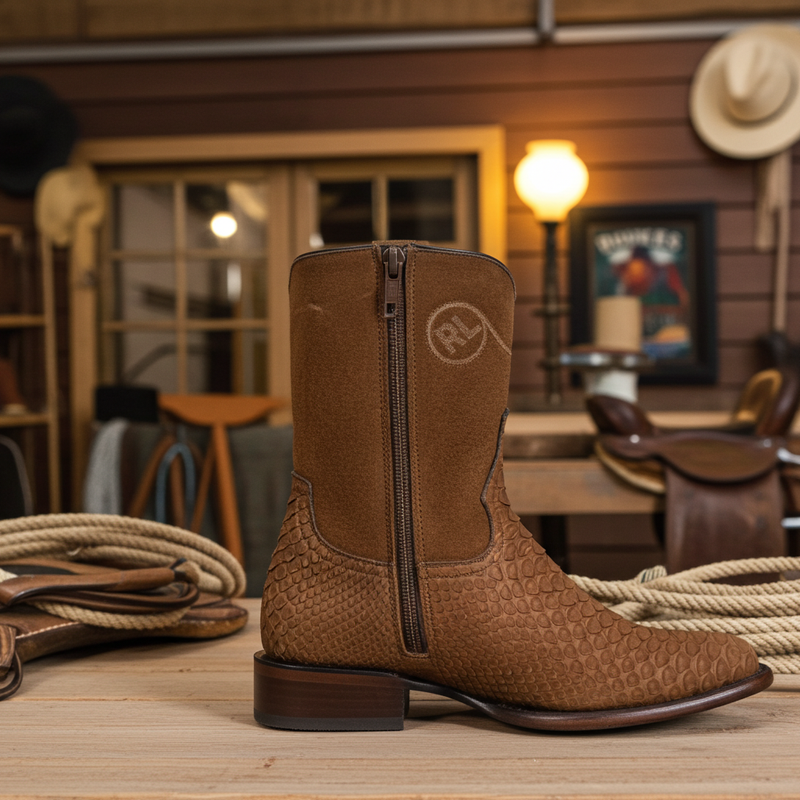 Load image into Gallery viewer, 8031 - RockinLeather Men&#39;s Genuine Sanded Honey Python Boots With Zipper
