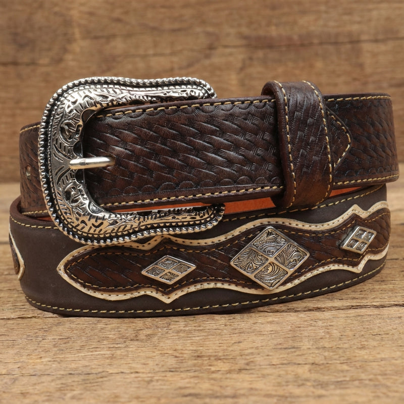 Load image into Gallery viewer, B1008 - RockinLeather Crazy Mocha Cowhide Leather Belt W/Basket Weave
