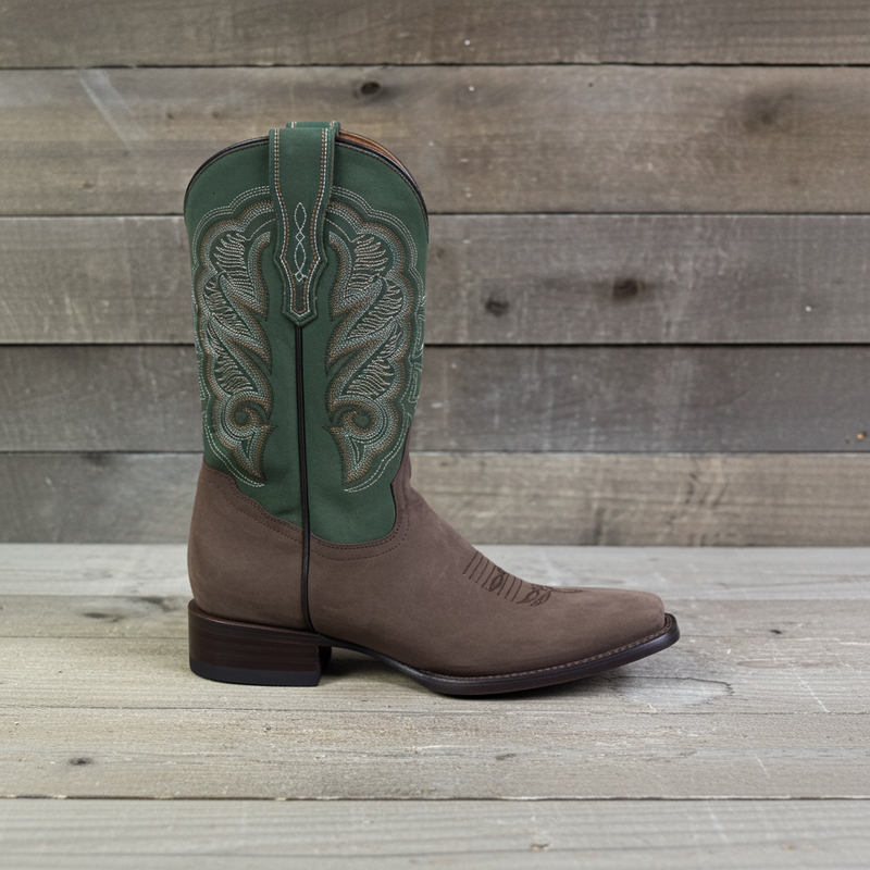Load image into Gallery viewer, 1807 - RockinLeather Men&#39;s Crazy Choco Cowhide Western Boot w/Green Upper
