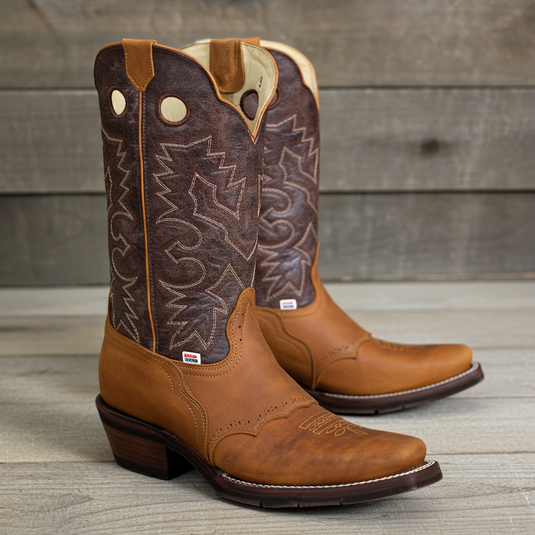 1135 - RockinLeather Men's Tan Narrow Square Toe Western Boot