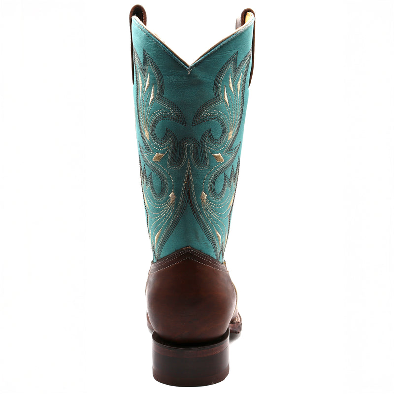 Load image into Gallery viewer, 2193 - RockinLeather Women&#39;s Cognac Frida Western Boot w/Aqua Blue Upper
