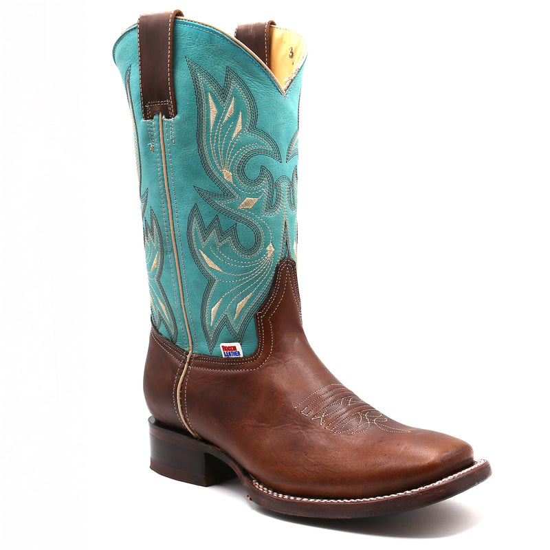 Load image into Gallery viewer, 2193 - RockinLeather Women&#39;s Cognac Frida Western Boot w/Aqua Blue Upper

