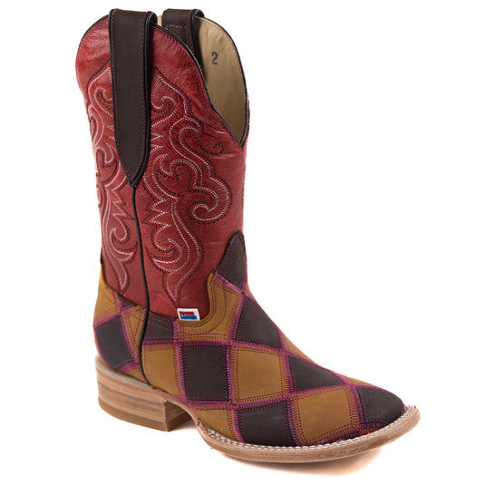 2203 - RockinLeather Women's Patchwork Square Toe Western Boot