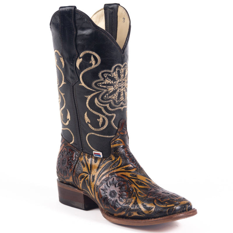 Load image into Gallery viewer, 2204 - RockinLeather Women&#39;s Jungle Floral Leather Stamped Western Boot
