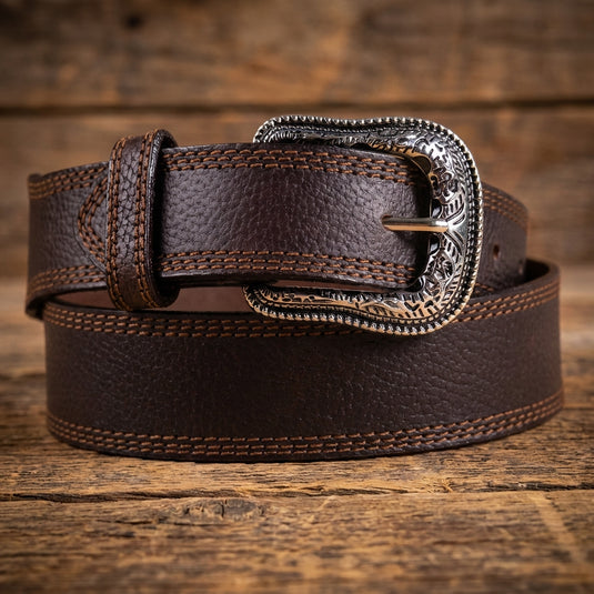 B1038 - RockinLeather Brown Oiled Cowhide Leather Belt