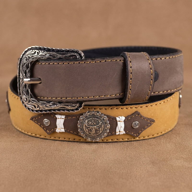 Load image into Gallery viewer, B1035 - RockinLeather Children's Brown &amp; Tan Leather Belt
