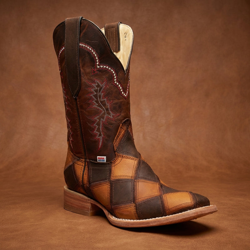 Load image into Gallery viewer, 2201 - RockinLeather Women's Patchwork Square Toe Western Boot
