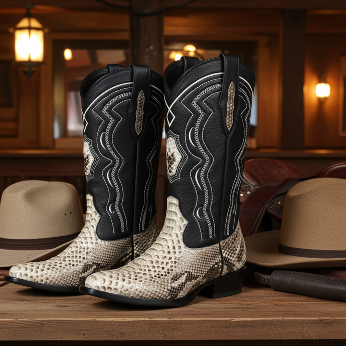 8004 - RockinLeather Men's Genuine Natural Python Boots