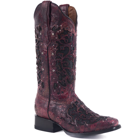 2817 - RockinLeather Women's Magenta Crater Square Toe Western Boot