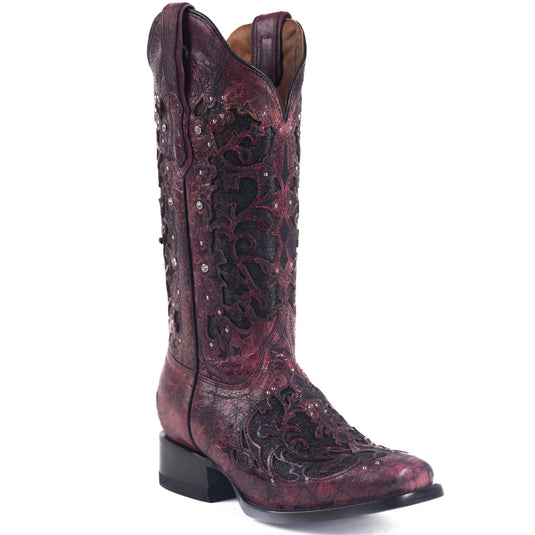 2817 - RockinLeather Women's Magenta Crater Square Toe Western Boot