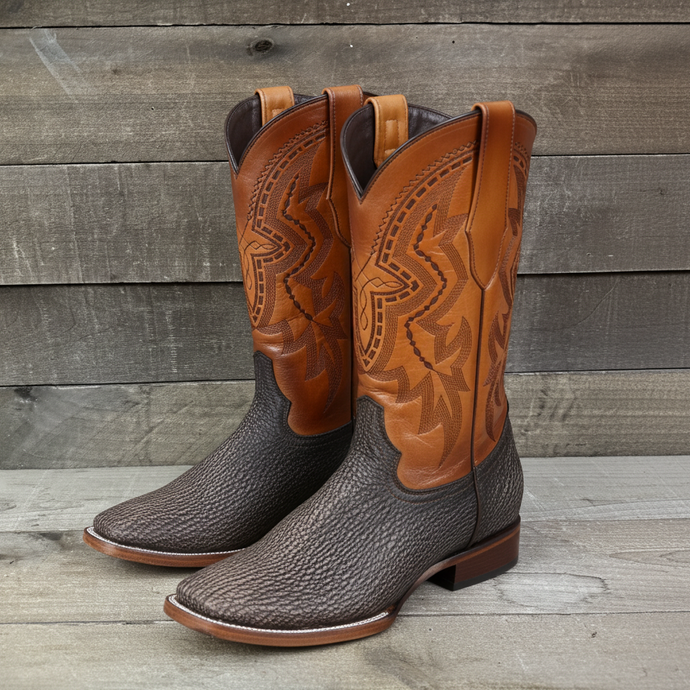 8000 - RockinLeather Men's Distressed Brown Genuine Sharkskin Boots