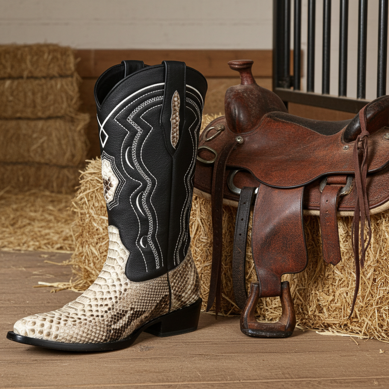 Load image into Gallery viewer, 8004 - RockinLeather Men&#39;s Genuine Natural Python Boots
