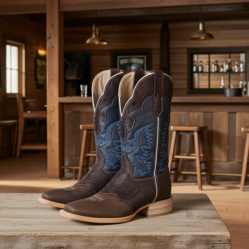 Load image into Gallery viewer, 1101 - RockinLeather Men&#39;s Hand Tooled Overlay Western Boot
