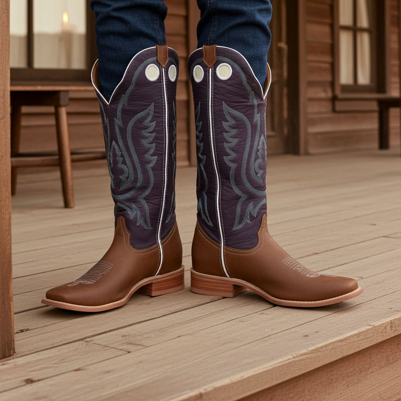 Load image into Gallery viewer, 1257 - RockinLeather Men&#39;s Buckaroo Purple Shaft Western Boot
