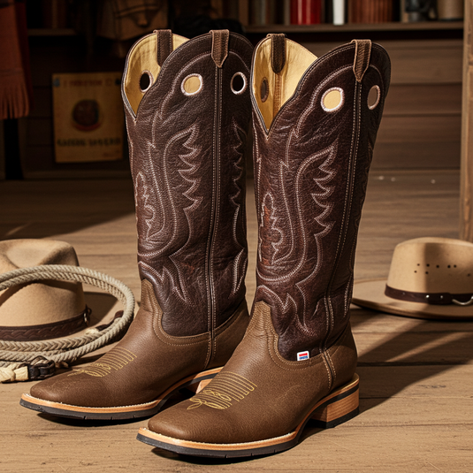 1121 - RockinLeather Men's Buckaroo Distressed Brown Western Boot