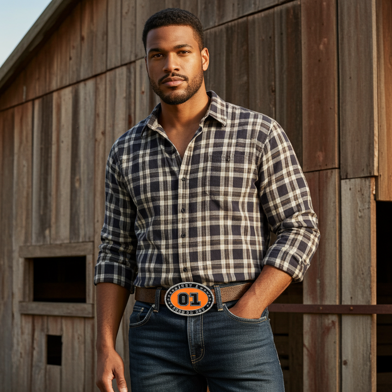 Load image into Gallery viewer, RLB002 - RockinLeather &quot;Just A Good Ol&#39; Boy&quot; Belt Buckle
