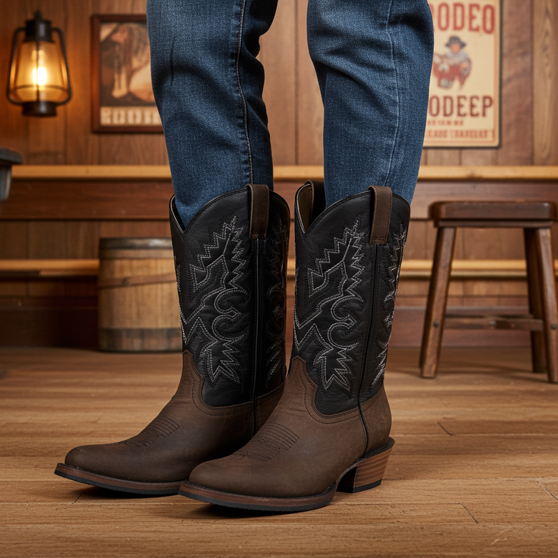 Load image into Gallery viewer, 1228 - RockinLeather Men&#39;s Round Toe Gaucho Brown Western Boot
