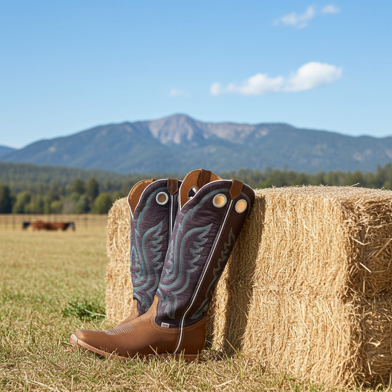 Load image into Gallery viewer, 1257 - RockinLeather Men&#39;s Buckaroo Purple Shaft Western Boot
