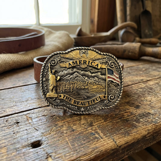 RLB522 - RockinLeather America The Beautiful Belt Buckle