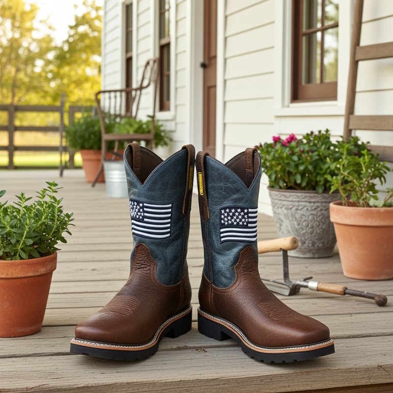 Load image into Gallery viewer, 5019 - RockinLeather Men&#39;s WATERPROOF American Flag Soft Toe Work Boots
