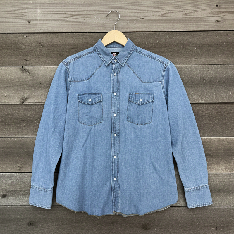 Load image into Gallery viewer, RLLSMS01 - RockinLeather Men&#39;s 6.8 oz Light Denim LS Shirt
