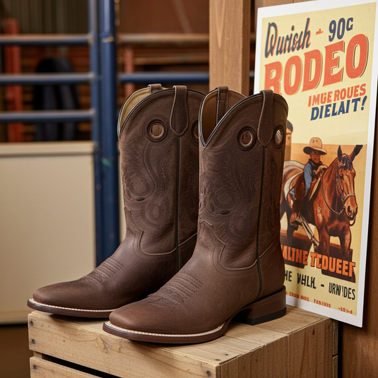 1803 - RockinLeather Men's Mad Dog Cowhide Western Boot With Square Toe