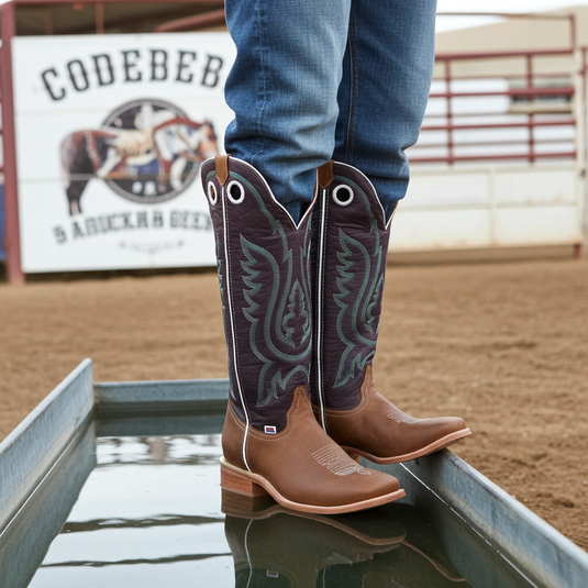 1257 - RockinLeather Men's Buckaroo Purple Shaft Western Boot