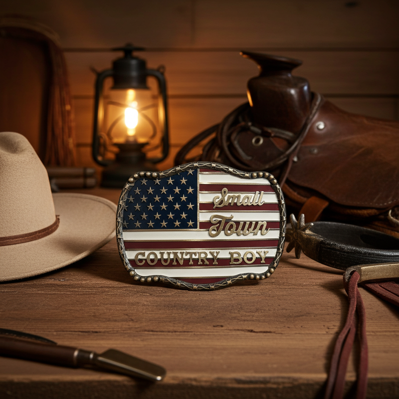 Load image into Gallery viewer, RLB005 - RockinLeather &quot;Small Town Country Boy&quot; Belt Buckle
