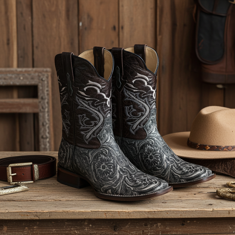 Load image into Gallery viewer, 1220 - RockinLeather Men&#39;s Sedona Distressed Stamped Cowhide Leather Boot
