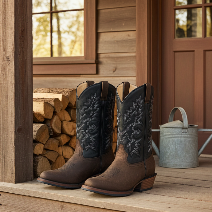 1228 - RockinLeather Men's Round Toe Gaucho Brown Western Boot