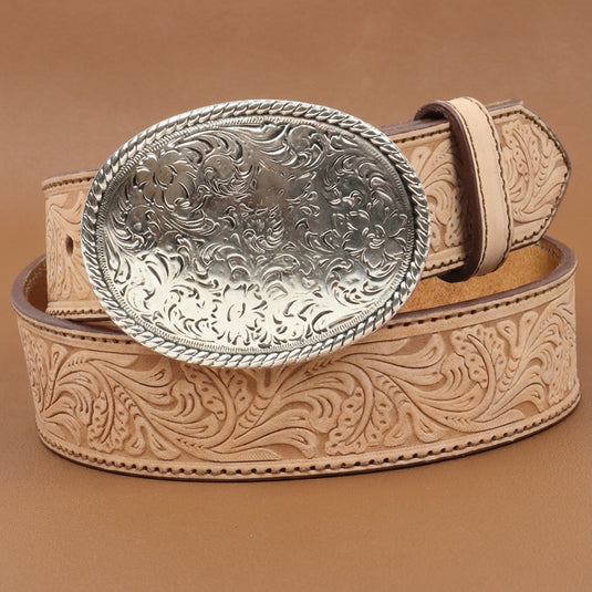 B1022 - RockinLeather Cowhide Leather Belt With Floral Print