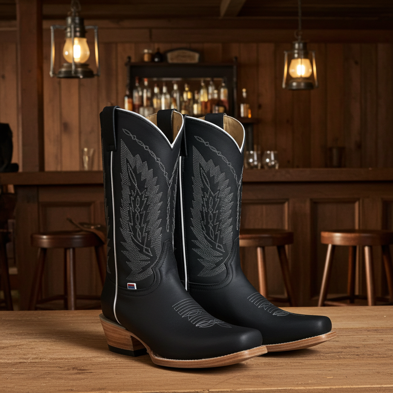 Load image into Gallery viewer, 1236 - RockinLeather Men&#39;s Black Crazy Horse Narrow Square Toe Boot
