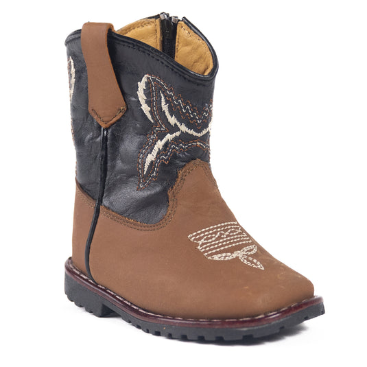 5509 T - RockinLeather Toddler Black/Tabaco Cowhide Boot