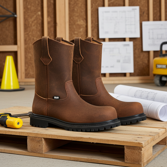 9002 - RockinLeather Men's Crazy Horse Round Steel Toe Boot