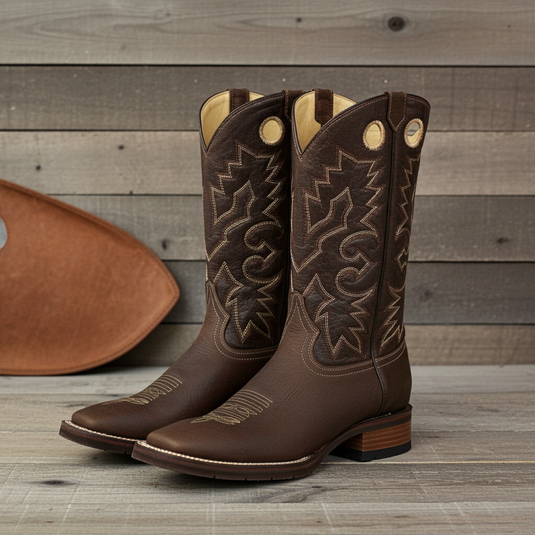 1131 - RockinLeather Men's Square Toe Crazy Flotter Brown Western Boot