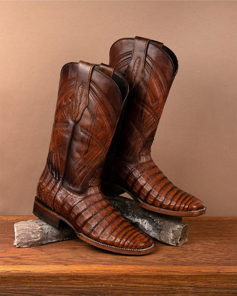 Load image into Gallery viewer, 8008 - RockinLeather Men&#39;s Sidney Caiman Square Toe Western Boot
