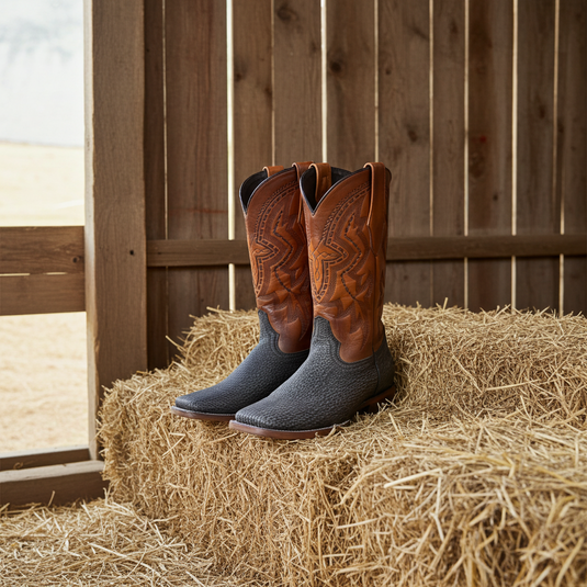 8000 - RockinLeather Men's Distressed Brown Genuine Sharkskin Boots