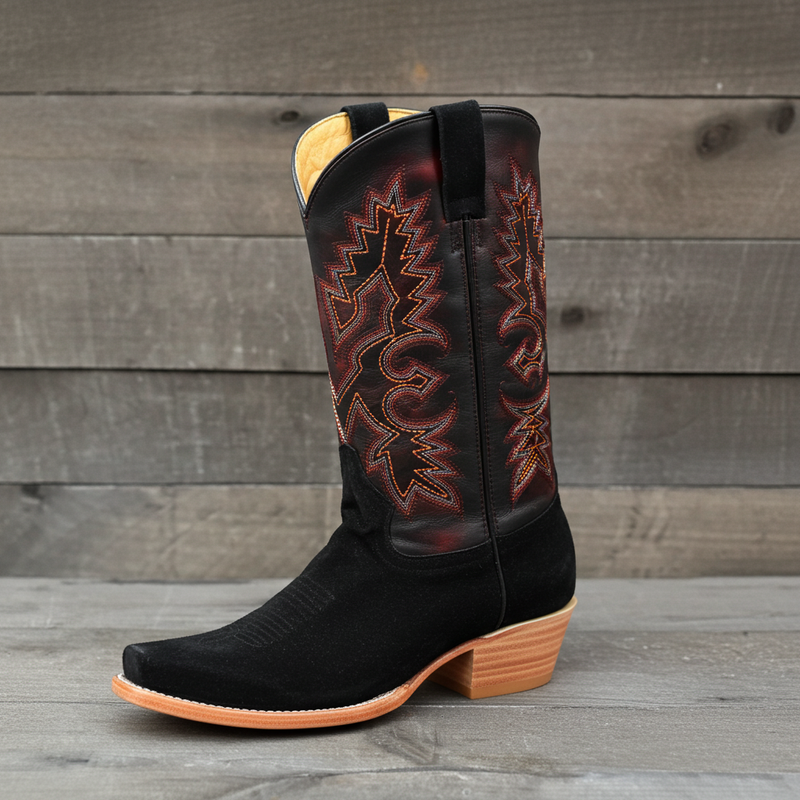 Load image into Gallery viewer, 1260 - RockinLeather Men&#39;s Black Roughout Narrow Square Toe Western Boot
