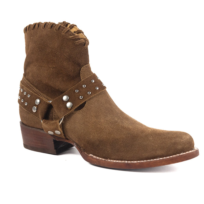 6504 - RockinLeather Women's Tan Suede Shortie Western Boot