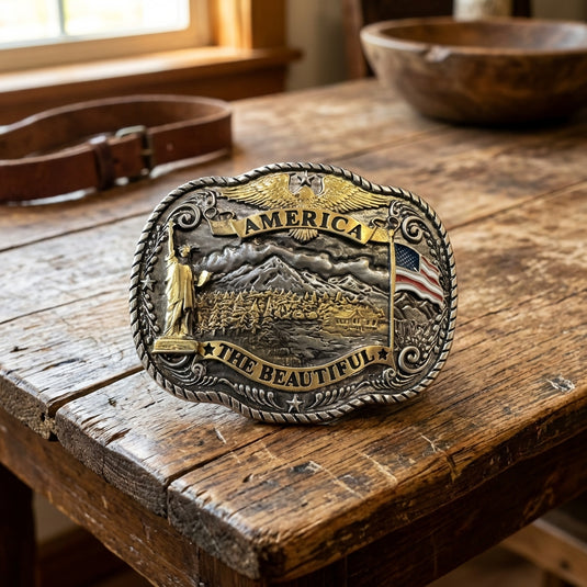 RLB522 - RockinLeather America The Beautiful Belt Buckle