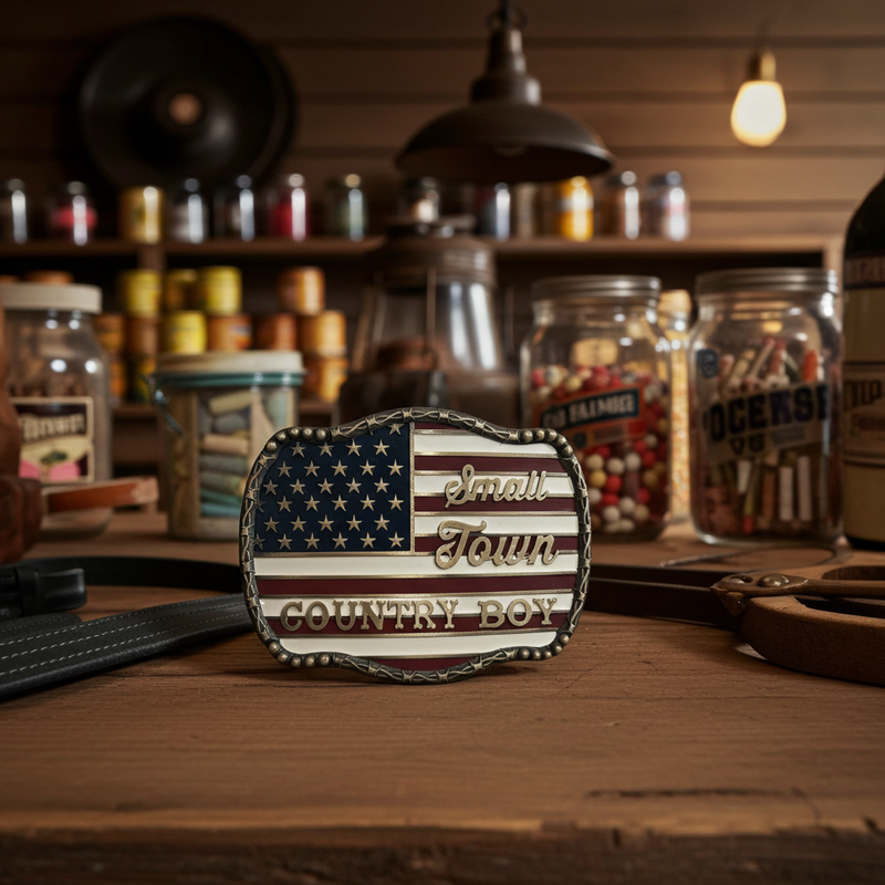 Load image into Gallery viewer, RLB005 - RockinLeather &quot;Small Town Country Boy&quot; Belt Buckle
