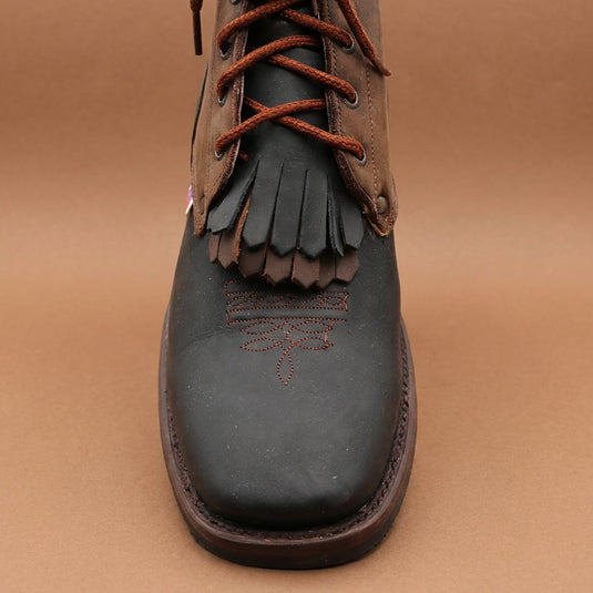 1258 - RockinLeather Men's Square Toe Lace Up Packer Western Boot