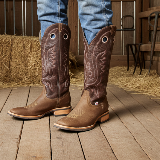 1121 - RockinLeather Men's Buckaroo Distressed Brown Western Boot